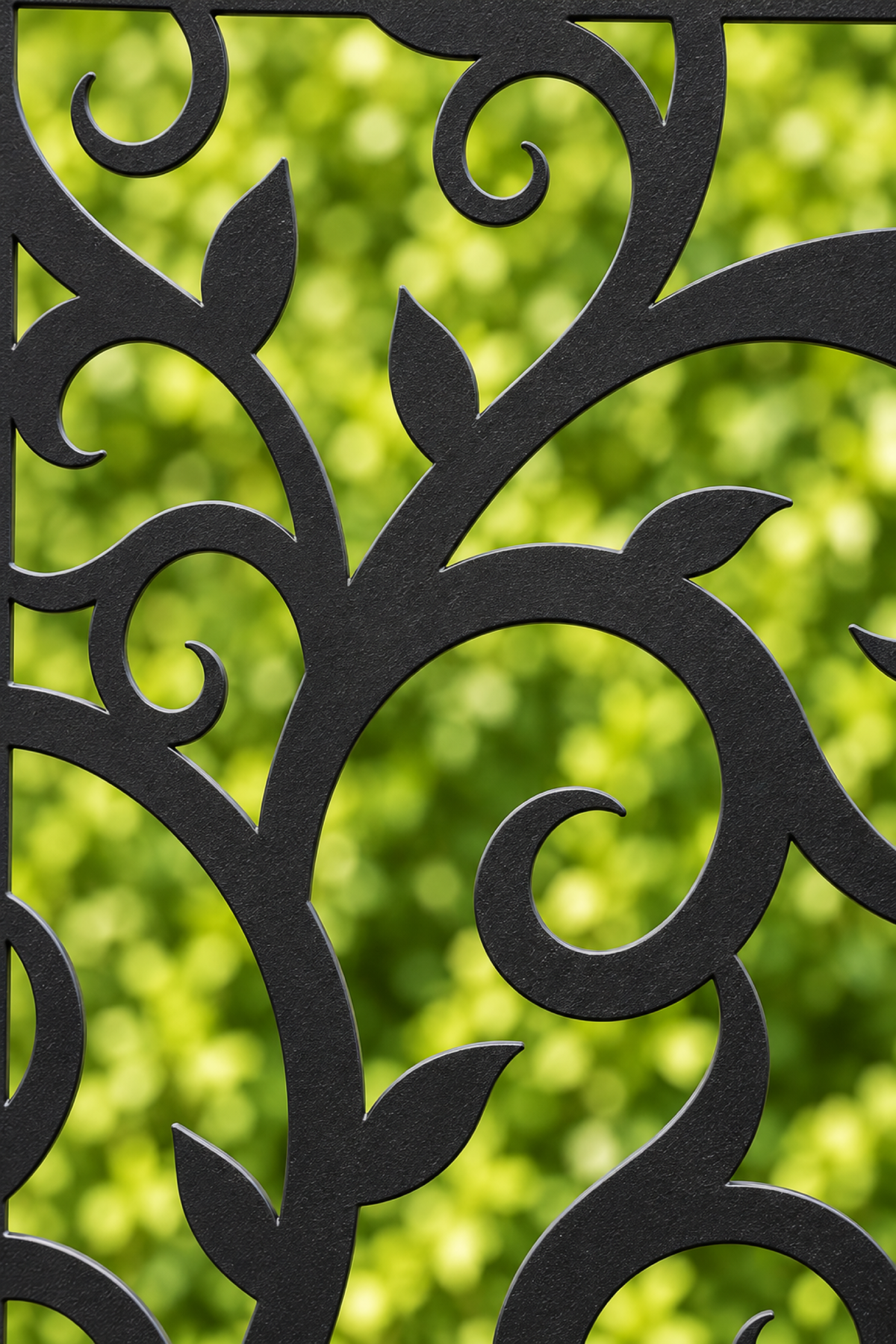 Design 193 Classic Scroll Vine Laser Cut Metal Privacy Screen Panel close-up detail view