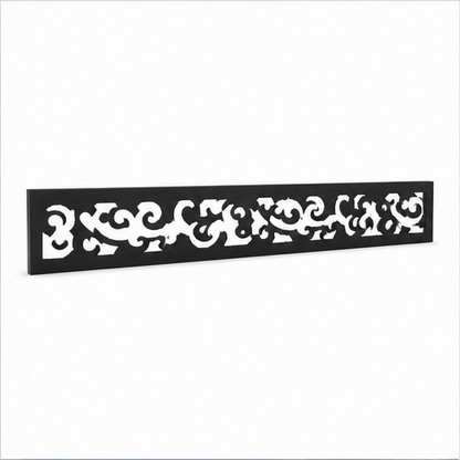 Mixed Floral Scroll laser cut metal fence topper insert perspective view, Design 193