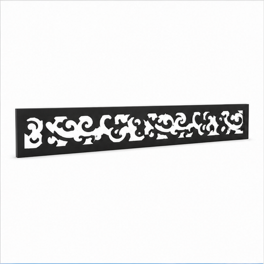 Mixed Floral Scroll laser cut metal fence topper insert perspective view, Design 193