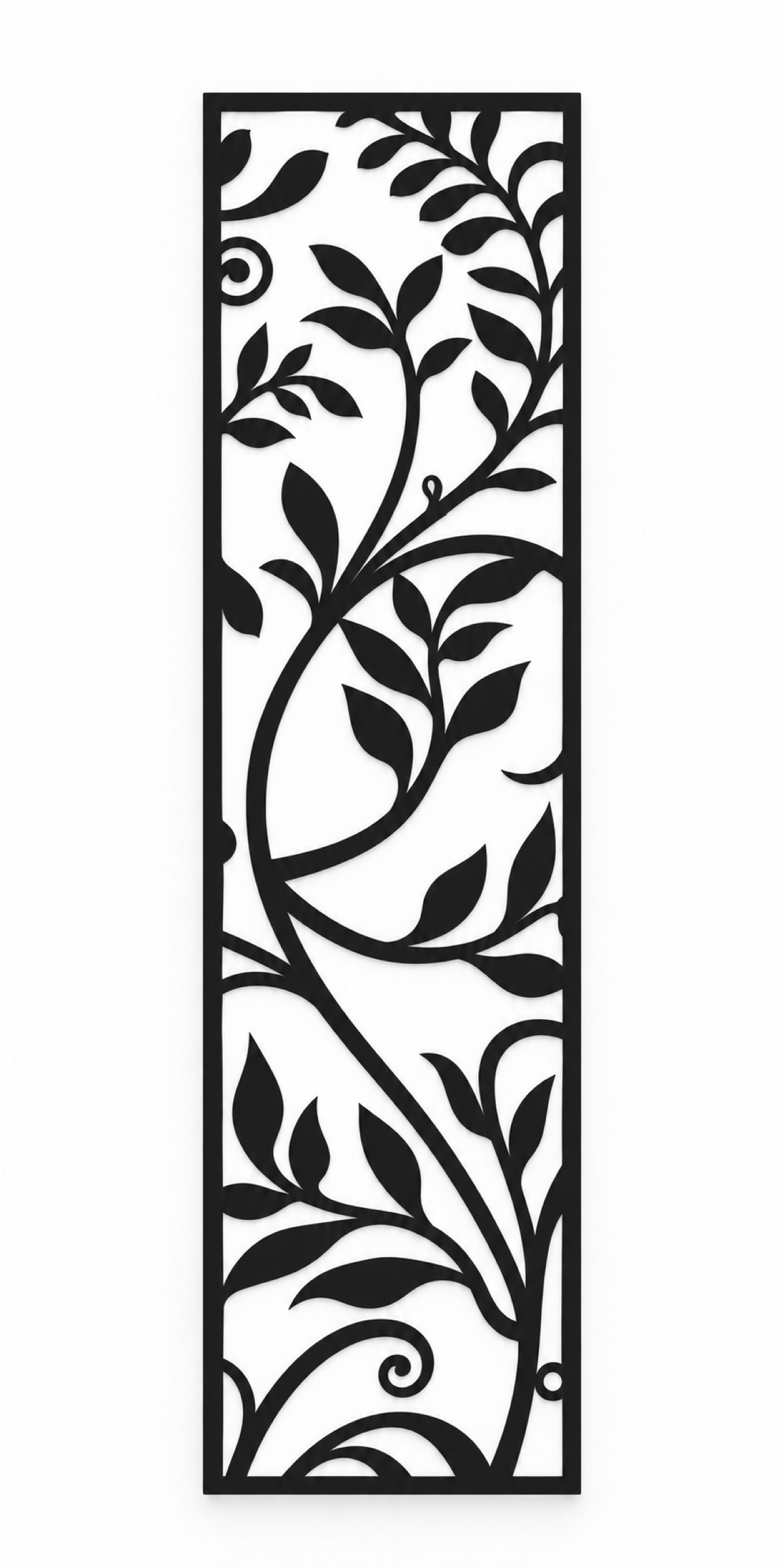 Design 194 Leaf Branch Silhouette Laser Cut Metal Privacy Screen Panel front main view