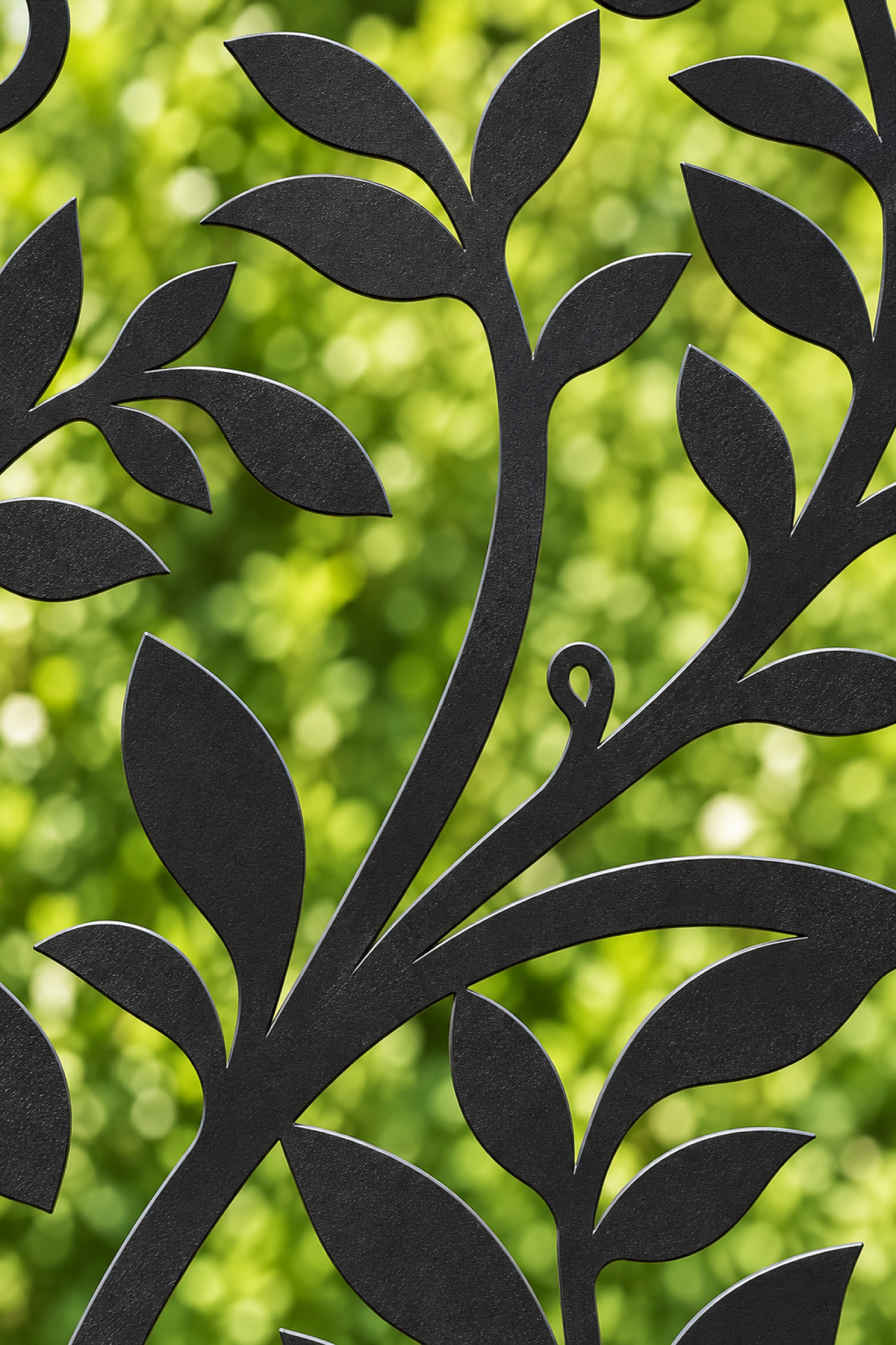 Design 194 Leaf Branch Silhouette Laser Cut Metal Privacy Screen Panel close-up detail view