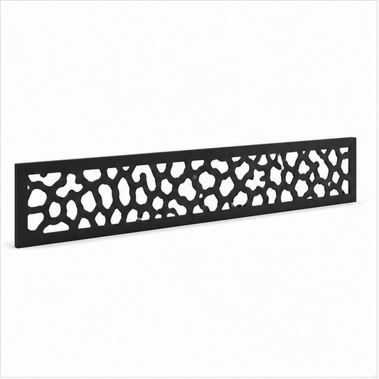 Pebble Floral Mesh laser cut metal fence topper insert perspective view, Design 194