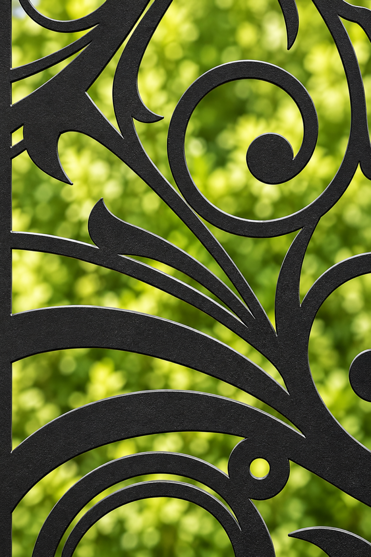 Design 195 Bold Acanthus Scroll Laser Cut Metal Privacy Screen Panel close-up detail view
