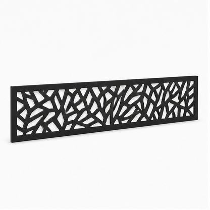 Branch Reed Lattice laser cut metal fence topper insert perspective view, Design 195