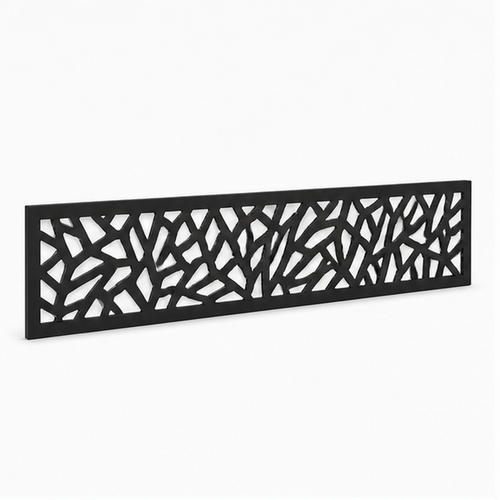Branch Reed Lattice laser cut metal fence topper insert perspective view, Design 195