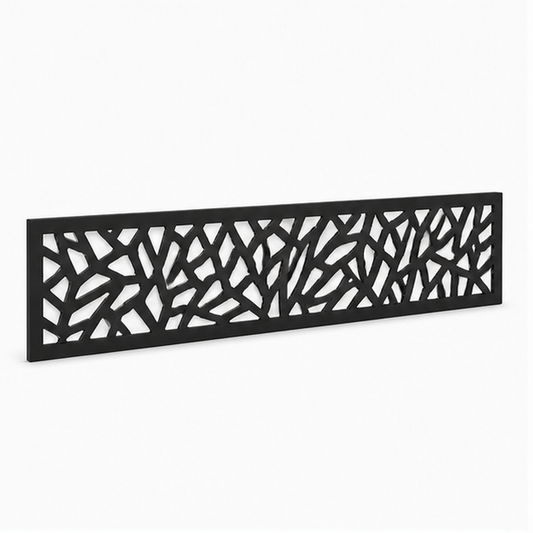 Branch Reed Lattice laser cut metal fence topper insert perspective view, Design 195