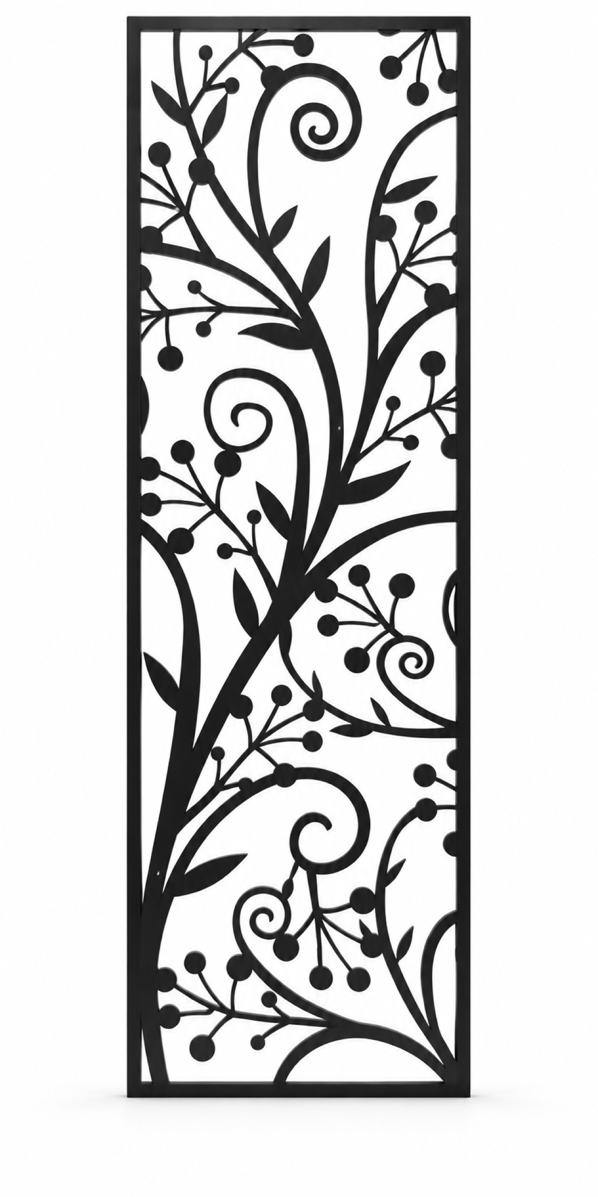 Design 196 Berry Vine Scroll Laser Cut Metal Privacy Screen Panel front main view