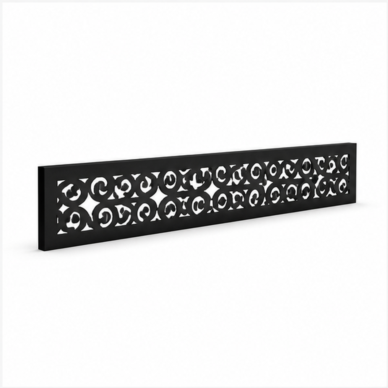 Cloud Curl Lace laser cut metal fence topper insert perspective view, Design 196
