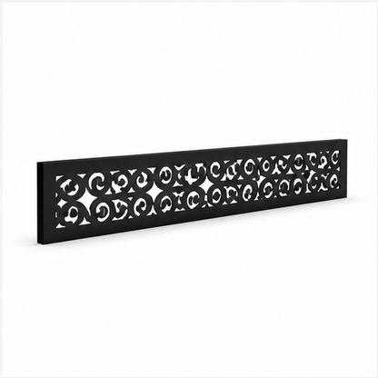 Cloud Curl Lace laser cut metal fence topper insert perspective view, Design 196