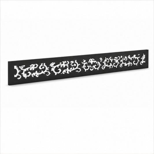 Fine Botanical Lace laser cut metal fence topper insert perspective view, Design 197