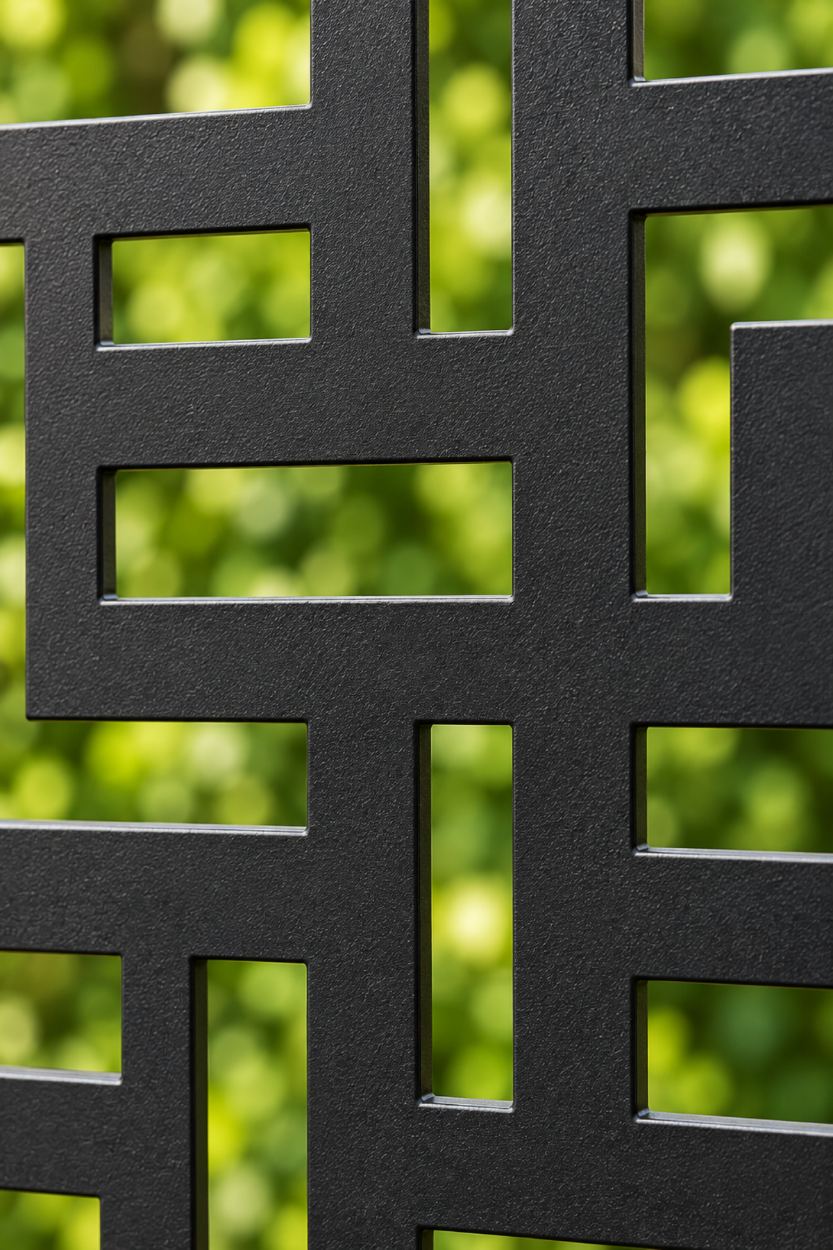 Design 197 Woven Key Lattice Laser Cut Metal Privacy Screen Panel close-up detail view