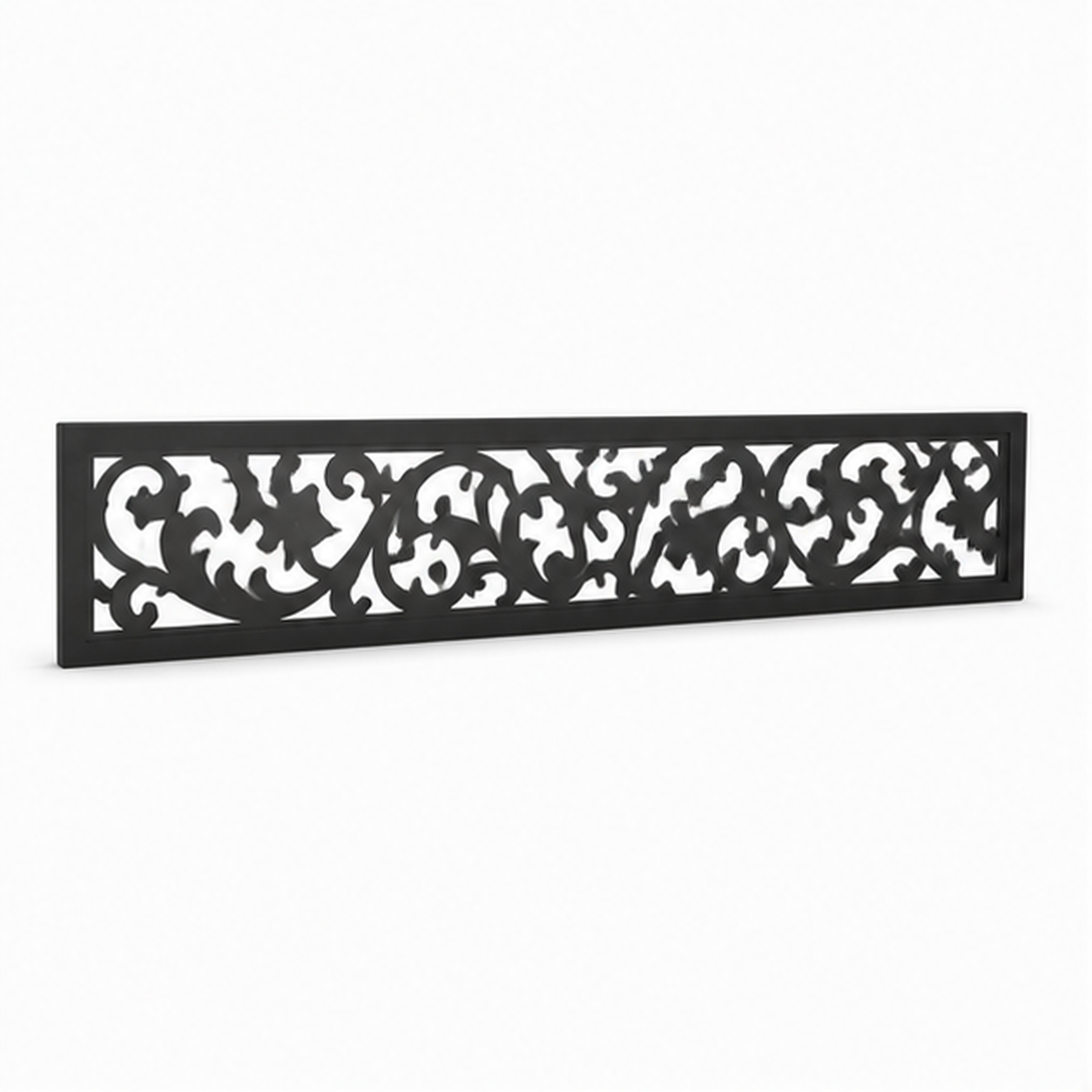 Dense Garden Scroll laser cut metal fence topper insert perspective view, Design 198
