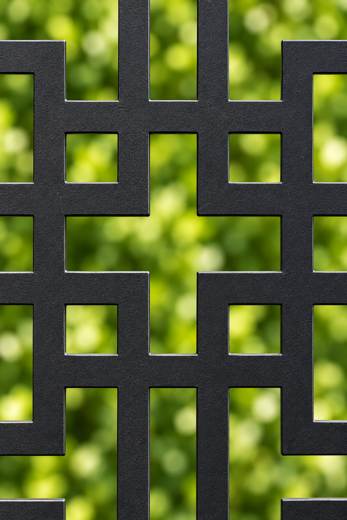 Design 198 Rectilinear Maze Grid Laser Cut Metal Privacy Screen Panel close-up detail view