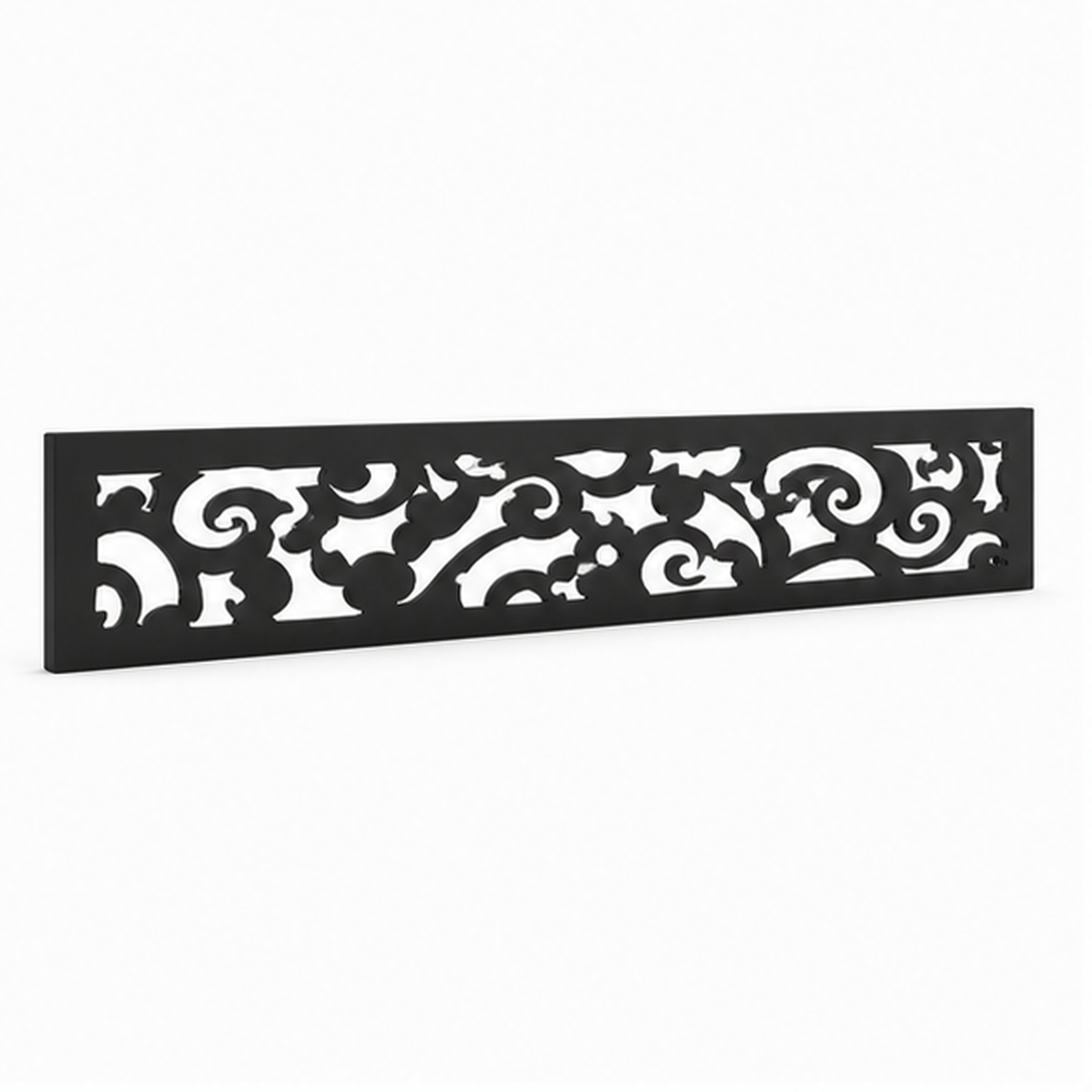 Large Cloud Scroll laser cut metal fence topper insert perspective view, Design 199