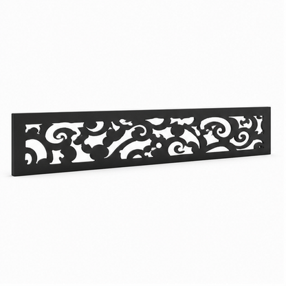 Large Cloud Scroll laser cut metal fence topper insert perspective view, Design 199