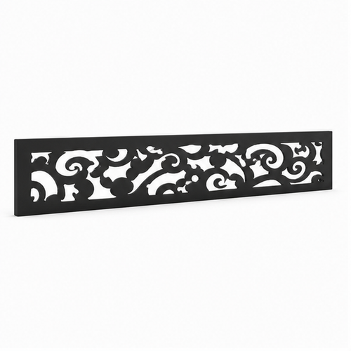 Large Cloud Scroll laser cut metal fence topper insert perspective view, Design 199