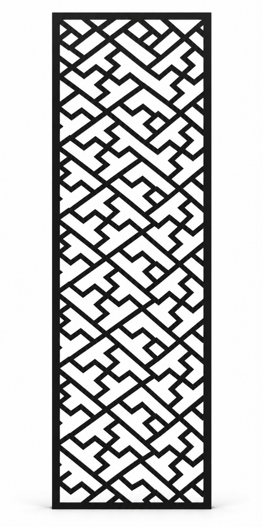 Design 200 Basketweave Maze Laser Cut Metal Privacy Screen Panel front main view