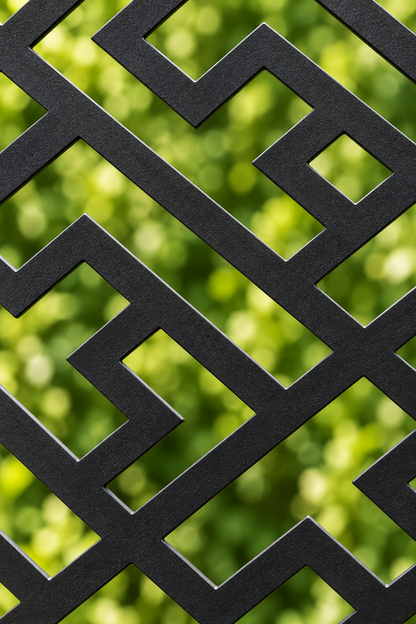 Design 200 Basketweave Maze Laser Cut Metal Privacy Screen Panel close-up detail view