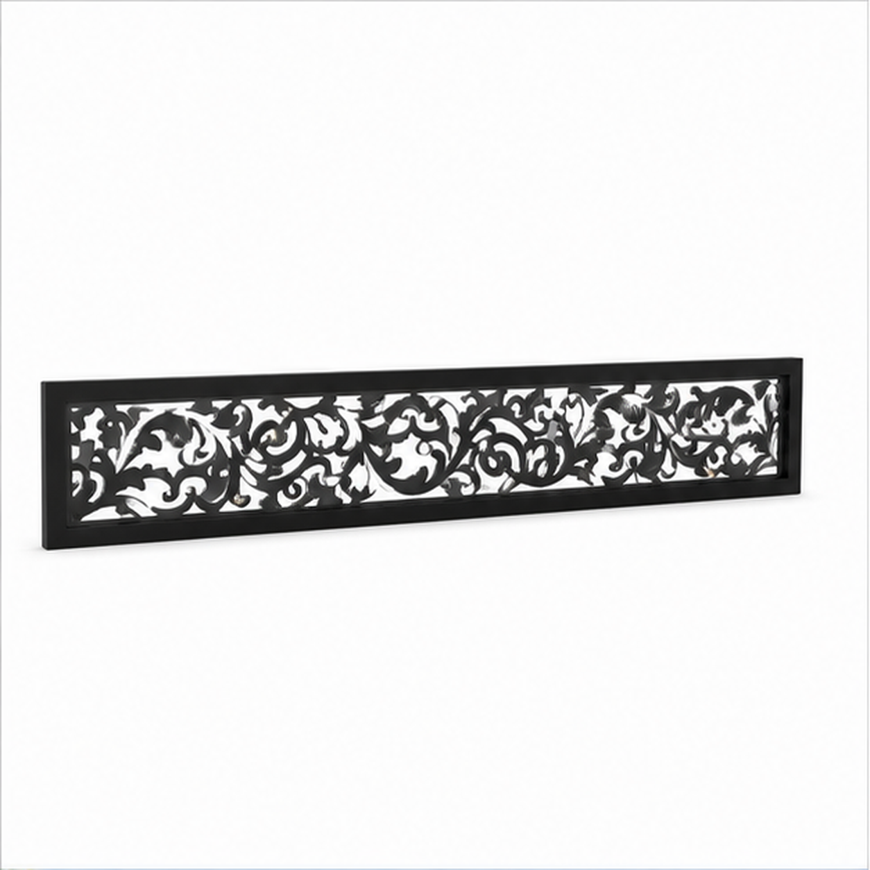 Fine Floral Vine laser cut metal fence topper insert perspective view, Design 200