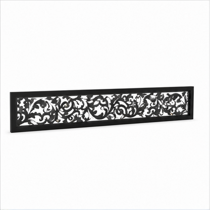 Fine Floral Vine laser cut metal fence topper insert perspective view, Design 200