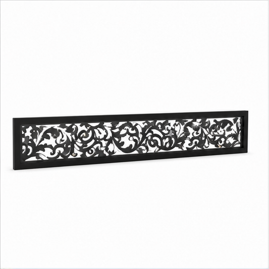 Fine Floral Vine laser cut metal fence topper insert perspective view, Design 200