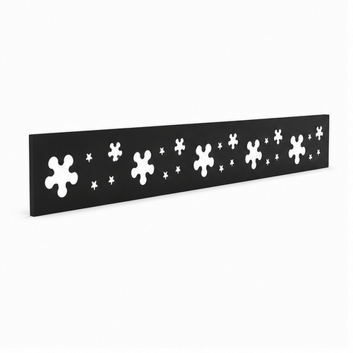 Blossom Star Dot Rail laser cut metal fence topper insert perspective view, Design 201
