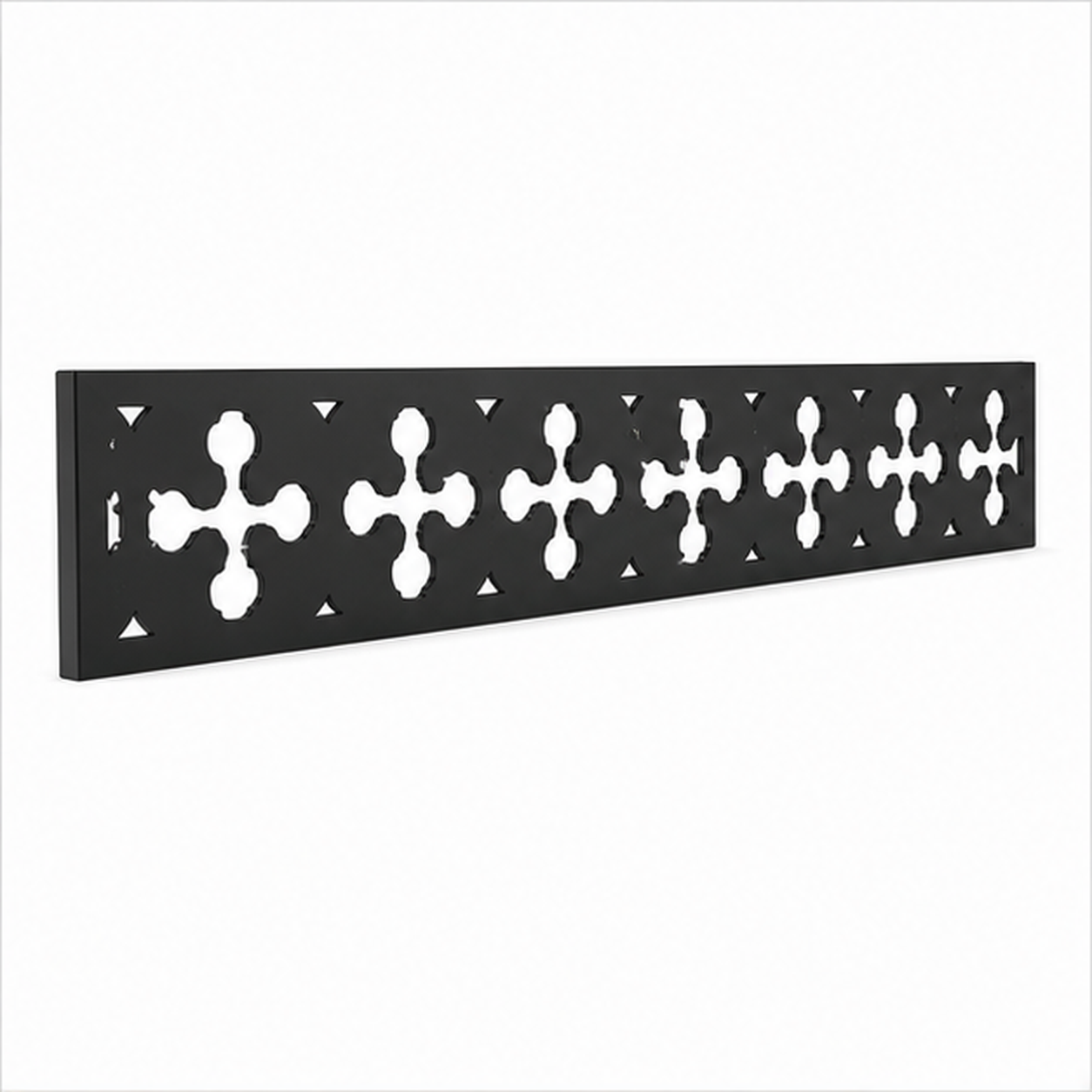 Cross Blossom Dot Rail laser cut metal fence topper insert perspective view, Design 202