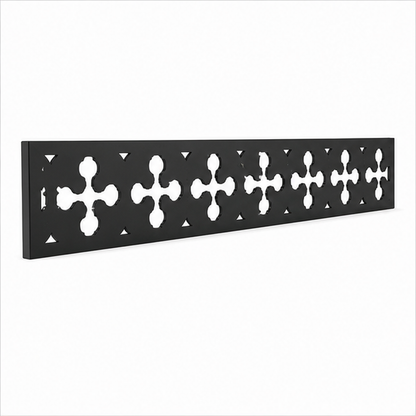 Cross Blossom Dot Rail laser cut metal fence topper insert perspective view, Design 202