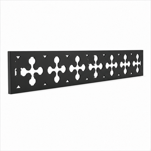 Cross Blossom Dot Rail laser cut metal fence topper insert perspective view, Design 202