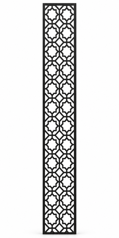 Design 202 Moroccan Quatrefoil Lattice Laser Cut Metal Privacy Screen Panel front main view