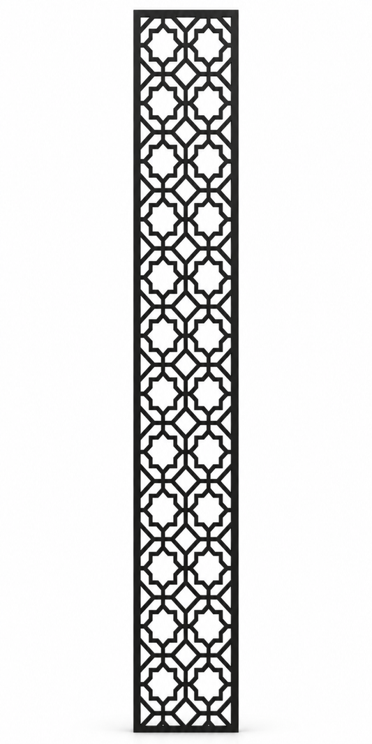 Design 202 Moroccan Quatrefoil Lattice Laser Cut Metal Privacy Screen Panel front main view