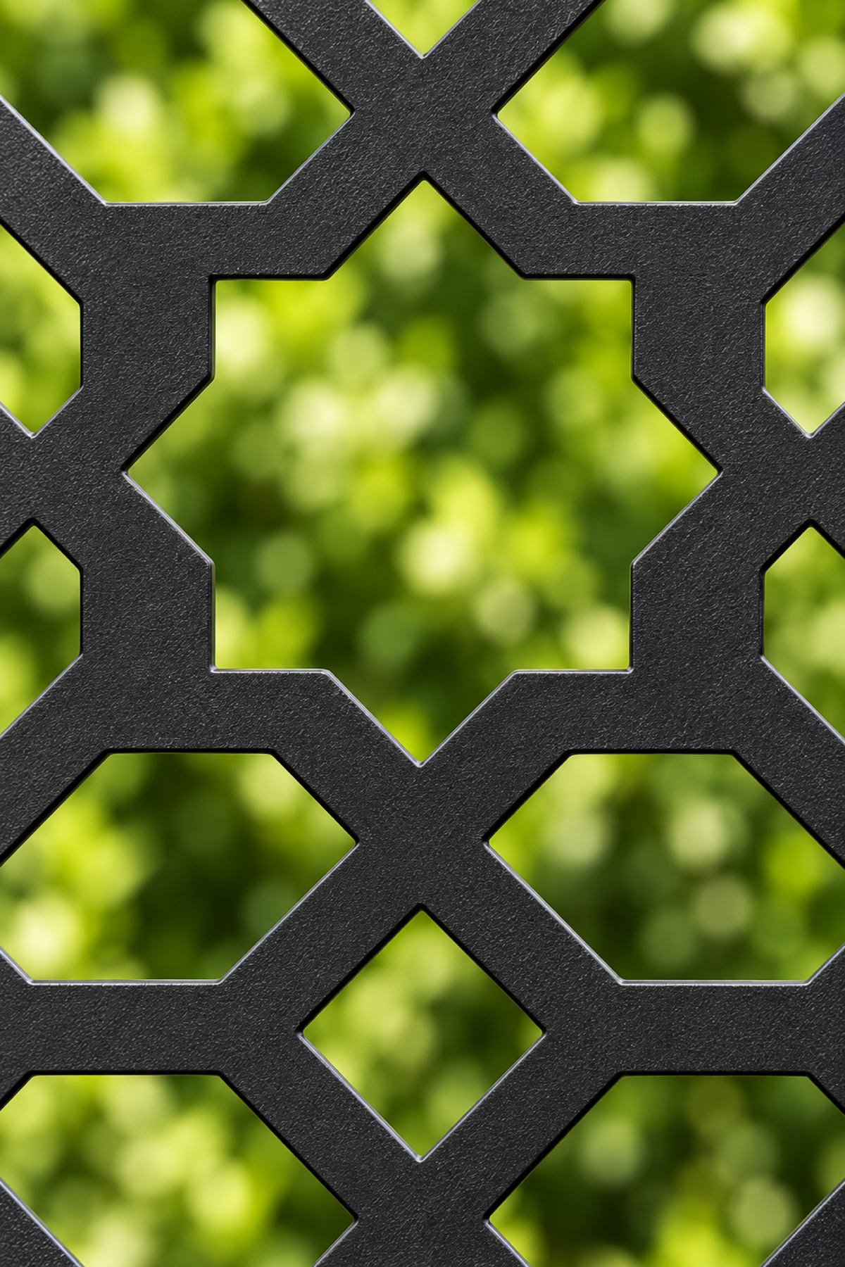 Design 202 Moroccan Quatrefoil Lattice Laser Cut Metal Privacy Screen Panel close-up detail view