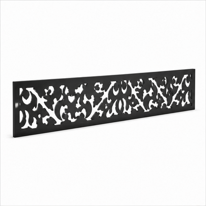 Leaf Scatter Lace laser cut metal fence topper insert perspective view, Design 203