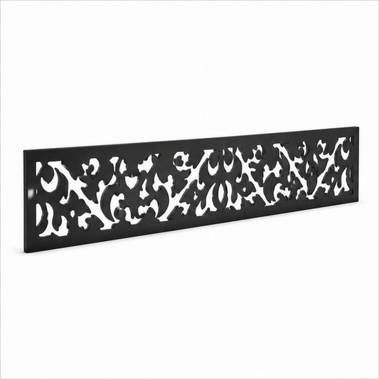 Leaf Scatter Lace laser cut metal fence topper insert perspective view, Design 203