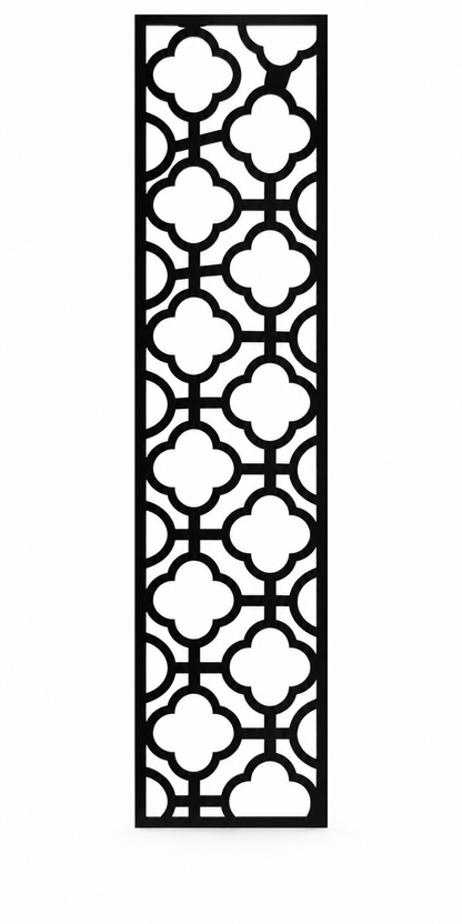 Design 203 Tall Quatrefoil Chain Laser Cut Metal Privacy Screen Panel front main view