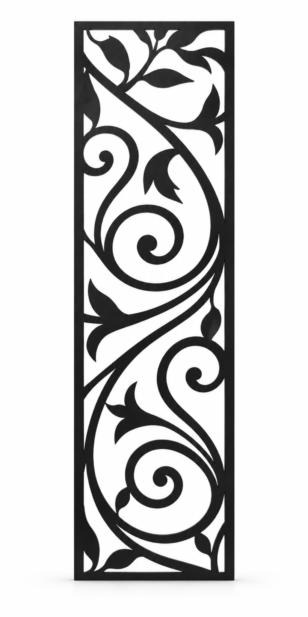 Design 204 Twin Spiral Leaves Laser Cut Metal Privacy Screen Panel front main view