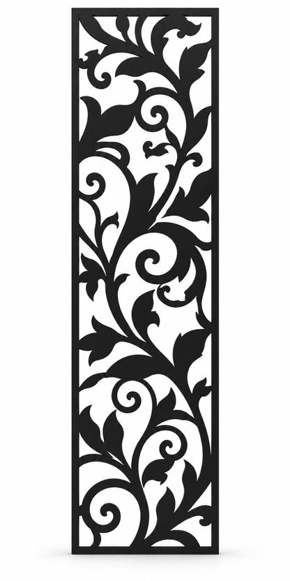 Design 205 Acanthus Vine Column Laser Cut Metal Privacy Screen Panel front main view