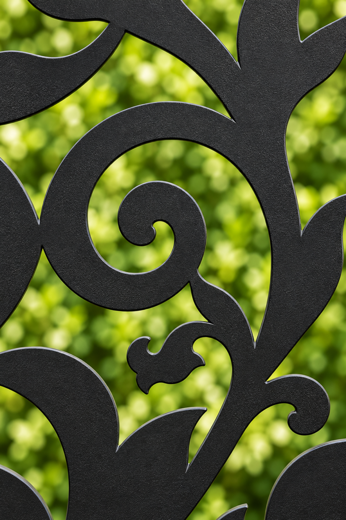 Design 205 Acanthus Vine Column Laser Cut Metal Privacy Screen Panel close-up detail view