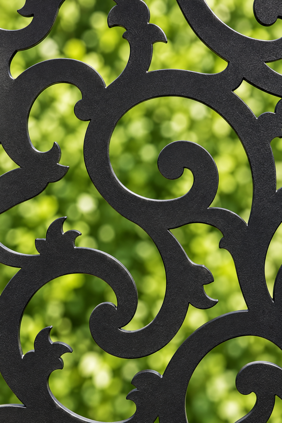 Design 206 Dense Baroque Scroll Laser Cut Metal Privacy Screen Panel close-up detail view