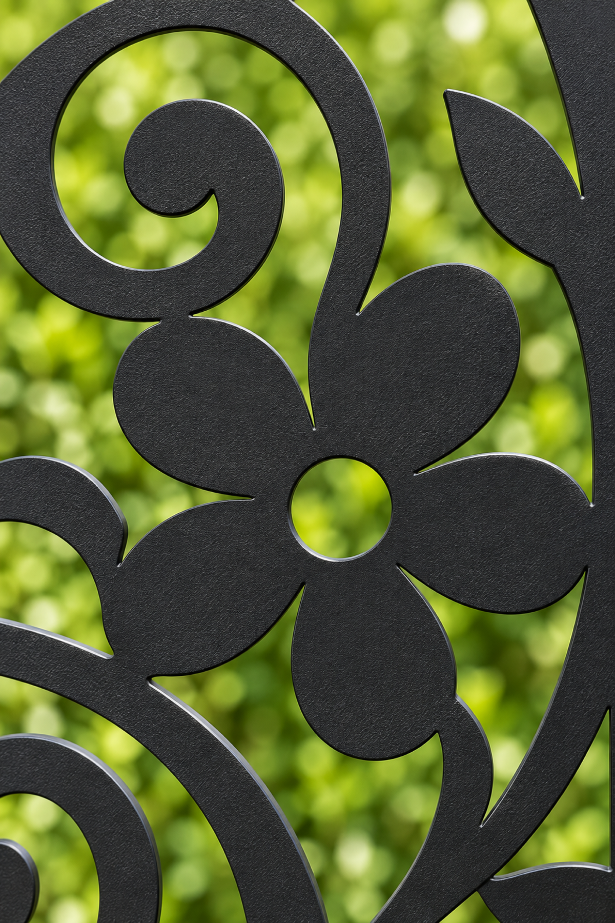 Design 208 Daisy Scroll Column Laser Cut Metal Privacy Screen Panel close-up detail view