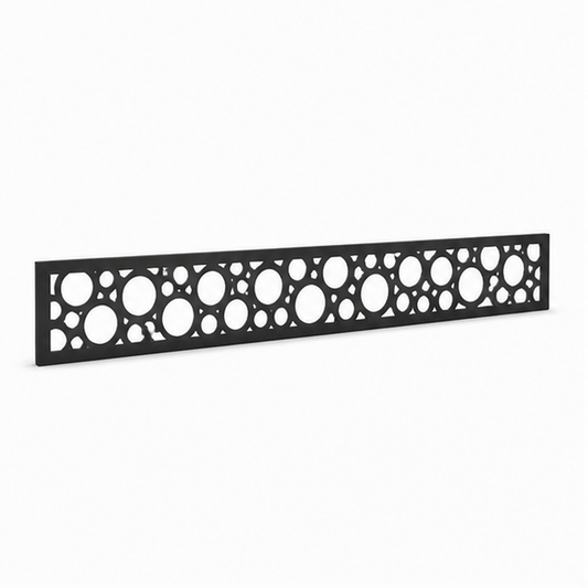 Round Flower Chain laser cut metal fence topper insert perspective view, Design 208