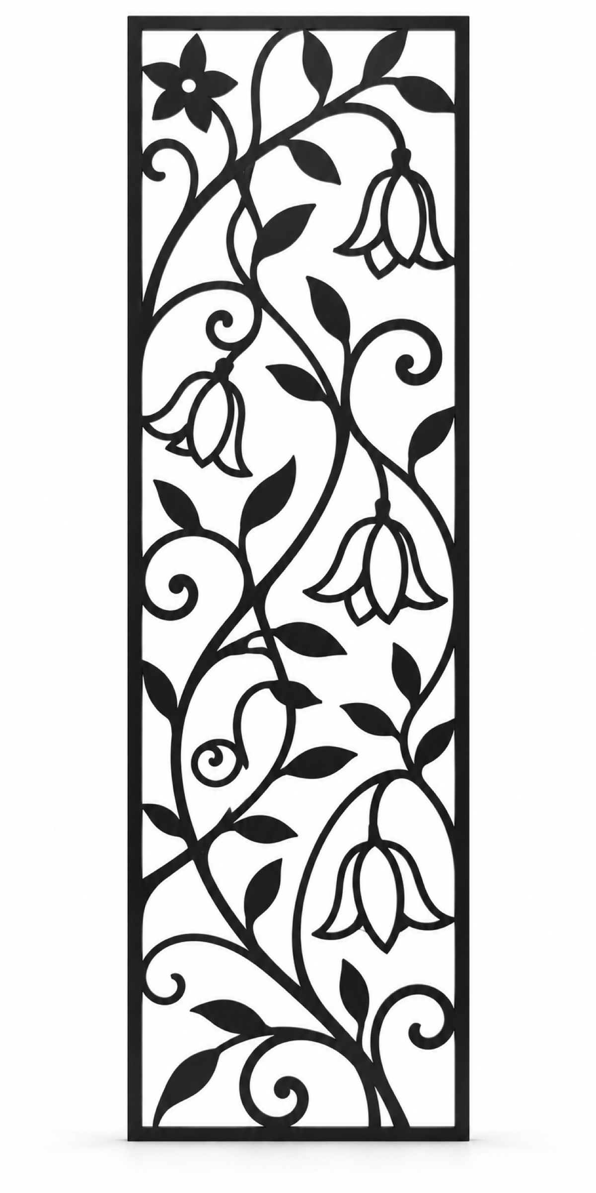 Design 209 Hanging Bellflower Vine Laser Cut Metal Privacy Screen Panel front main view
