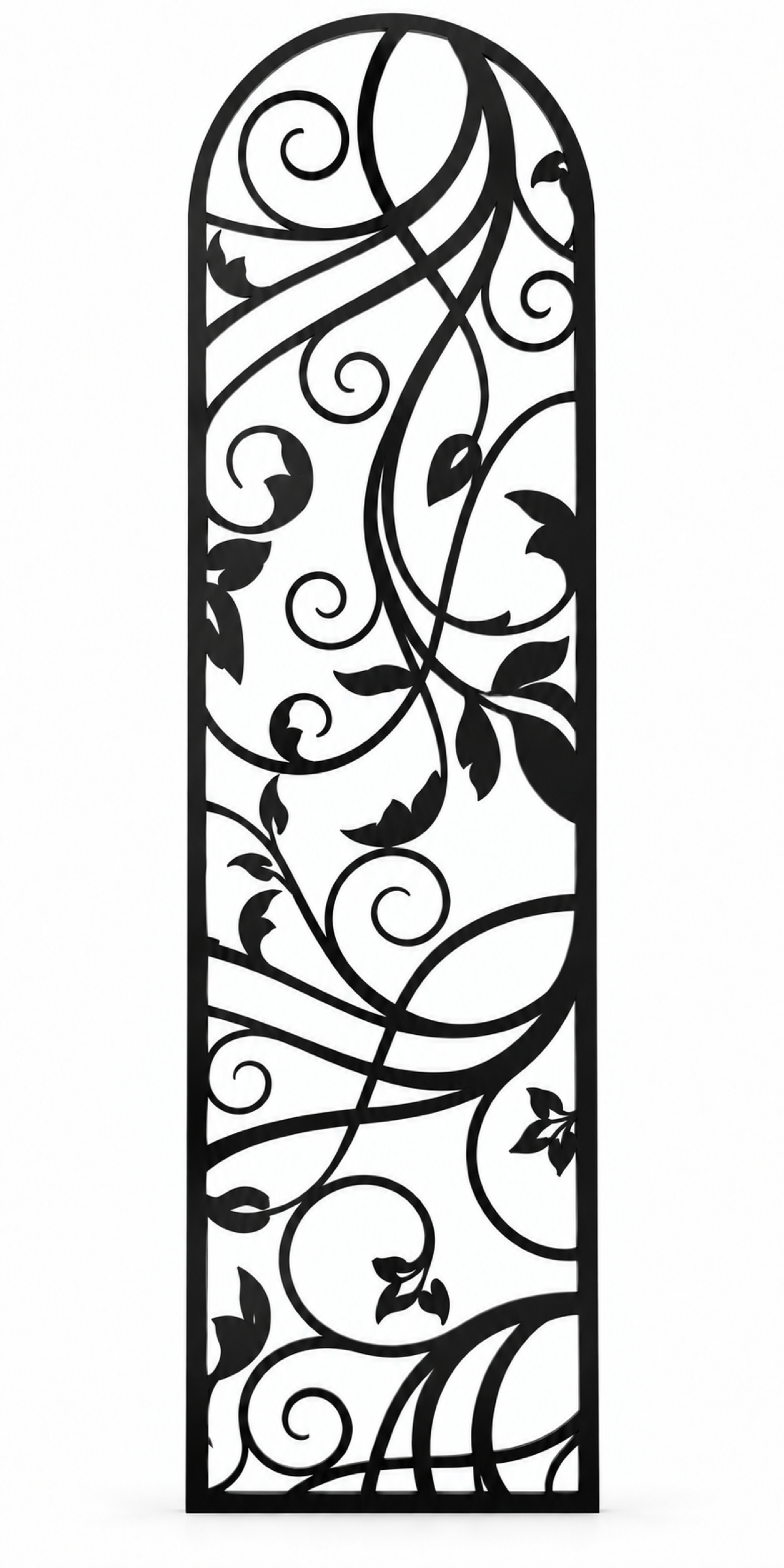 Design 210 Ribbon Leaf Arch Laser Cut Metal Privacy Screen Panel front main view