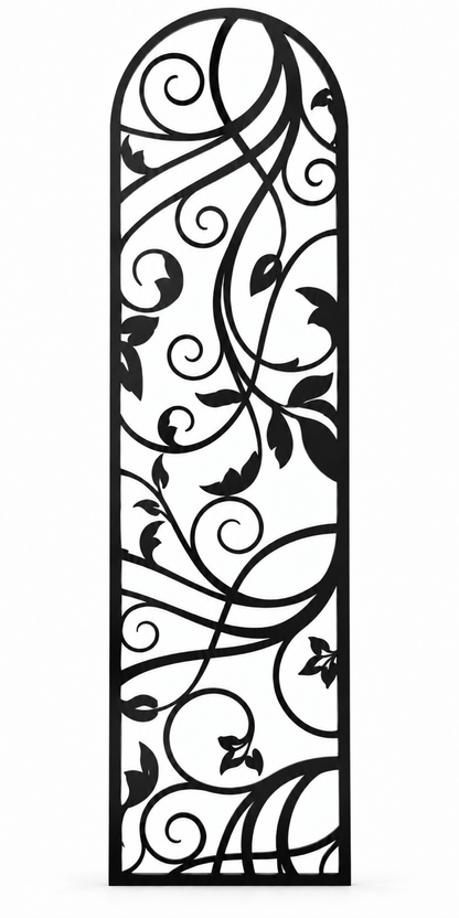 Design 210 Ribbon Leaf Arch Laser Cut Metal Privacy Screen Panel front main view