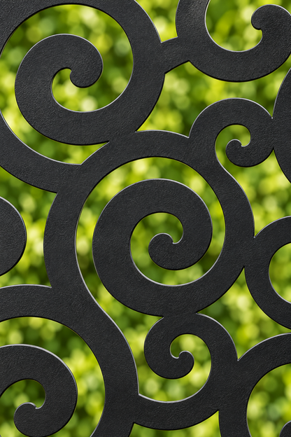 Design 212 Spiral Cloud Field Laser Cut Metal Privacy Screen Panel close-up detail view