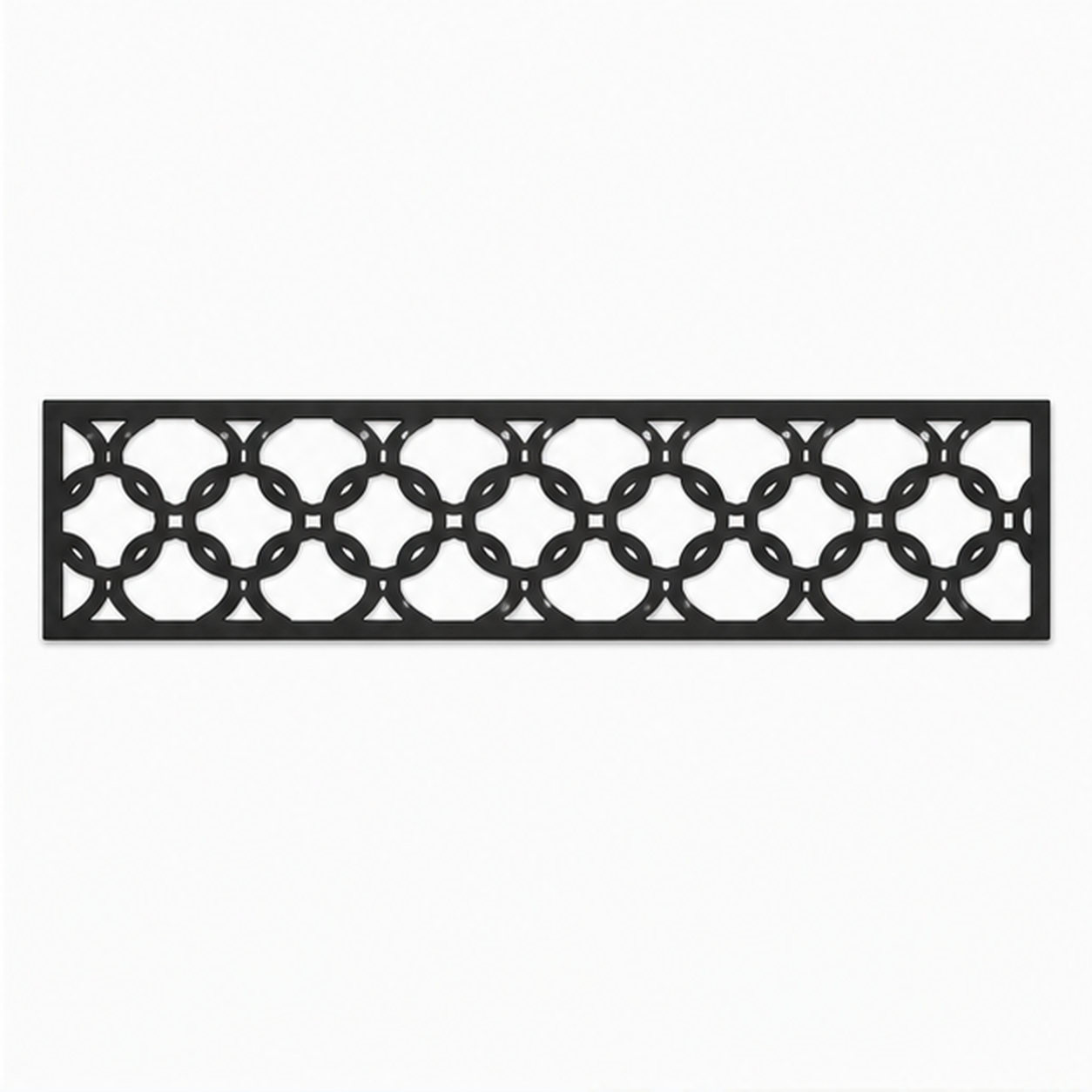 Linked Circle Trellis decorative metal fence topper front pattern for WPC composite fencing, Design 213