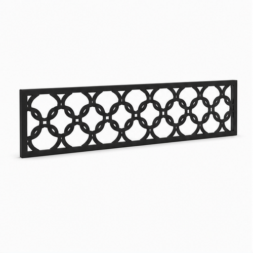 Linked Circle Trellis laser cut metal fence topper insert perspective view, Design 213