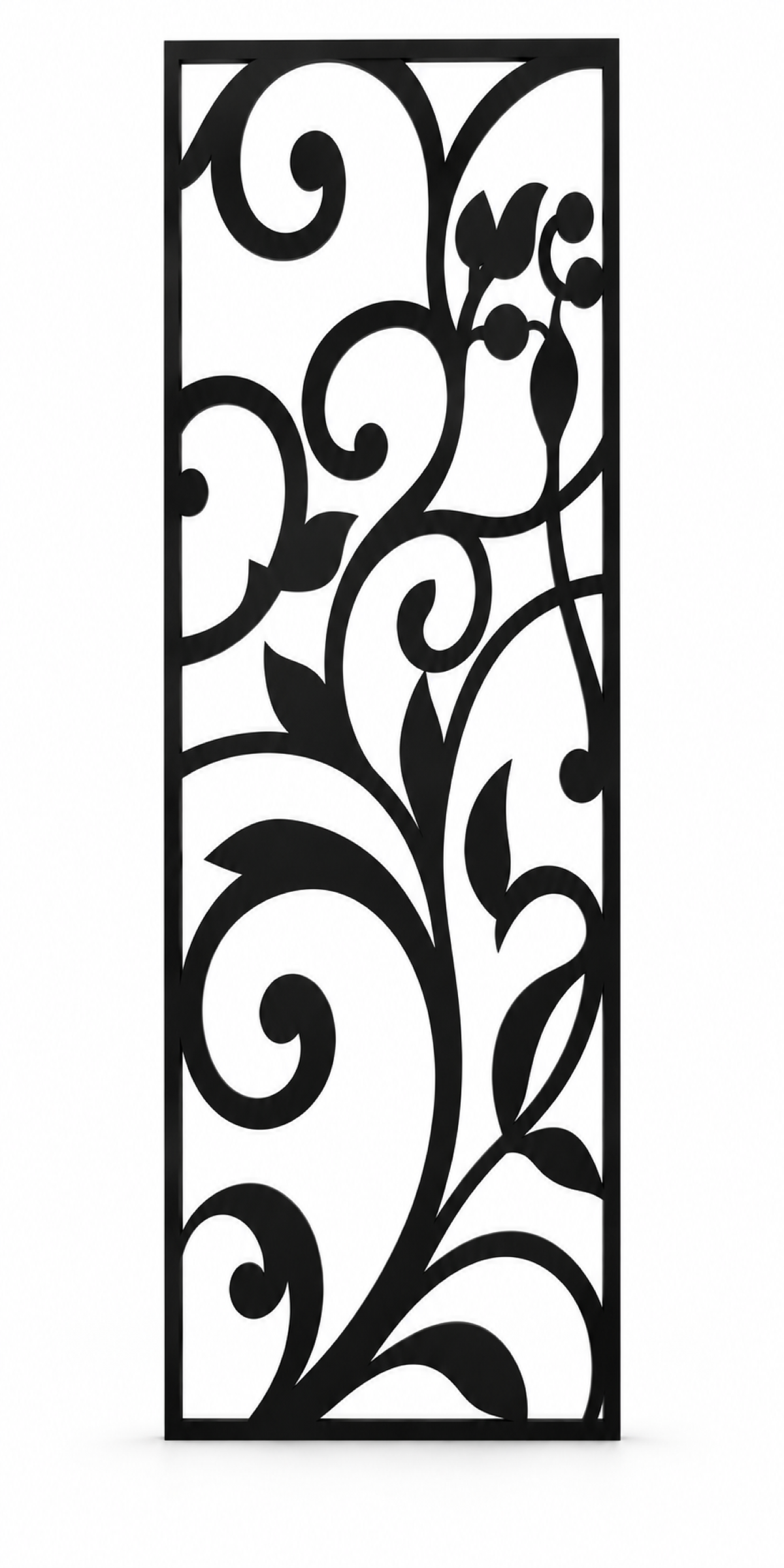 Design 215 Curling Leaf Stem Laser Cut Metal Privacy Screen Panel front main view