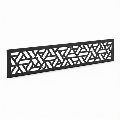 Tribal Triangle Rail laser cut metal fence topper insert perspective view, Design 215