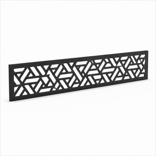 Tribal Triangle Rail laser cut metal fence topper insert perspective view, Design 215
